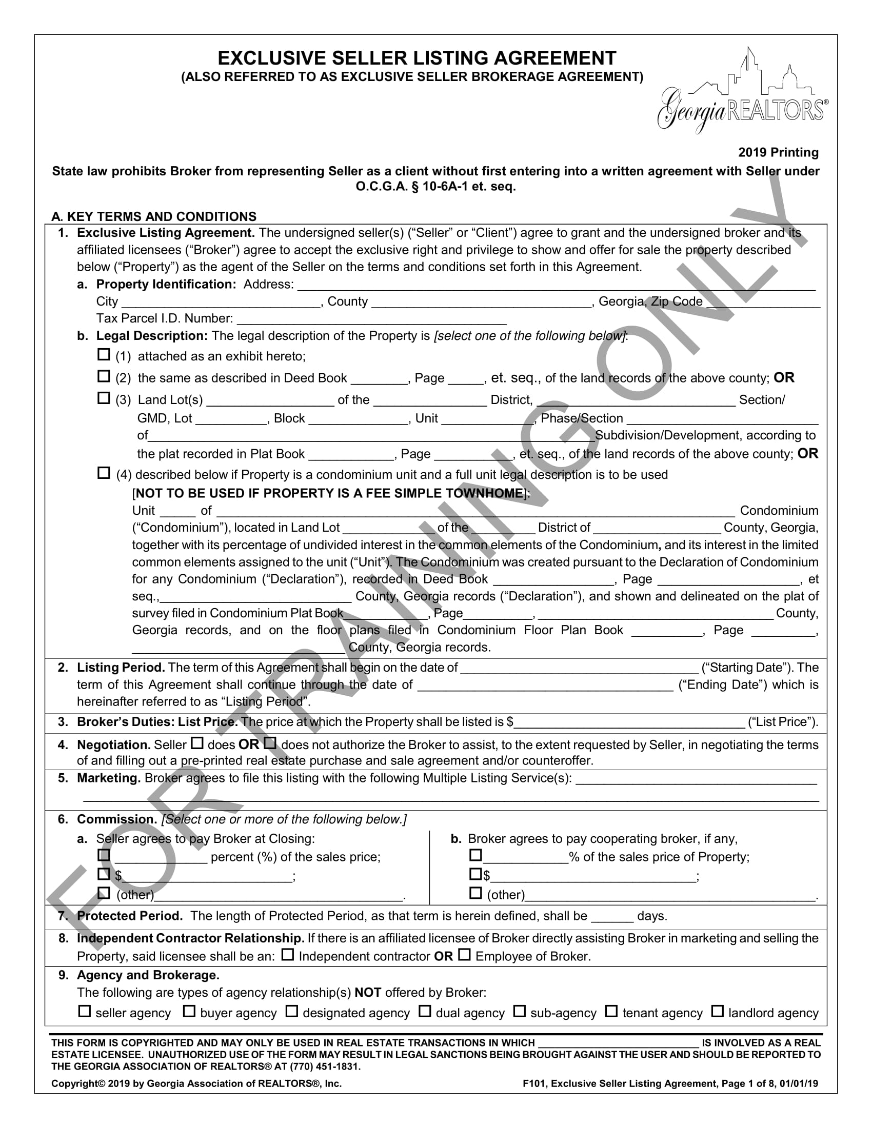 Exclusive Seller Listing Agreement Example.