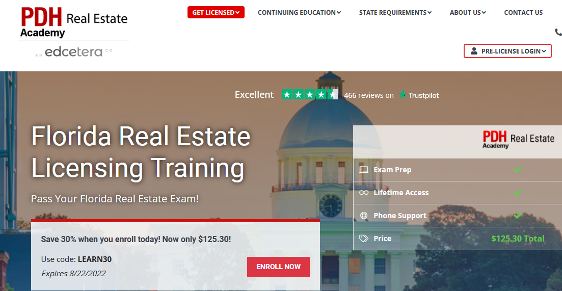 florida real estate license course ad pdh academy.