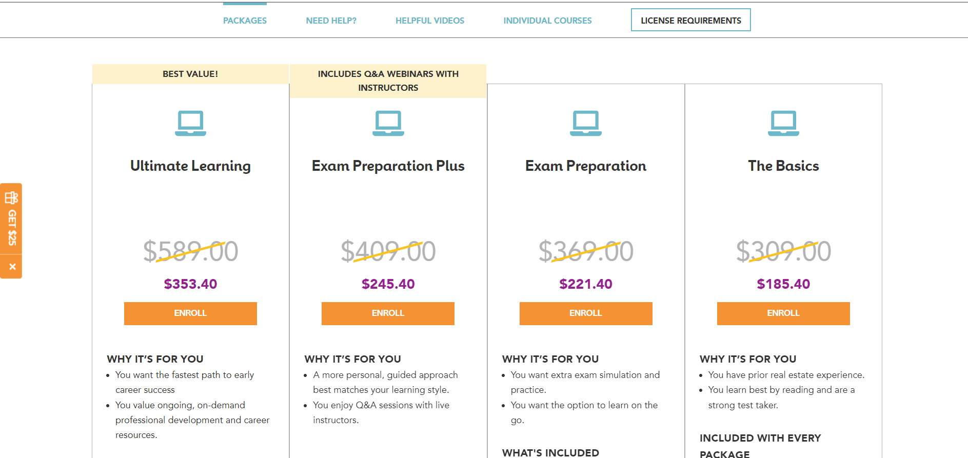 Advertisement for Washington Real Estate License Education Packages from RealEstateExpress.